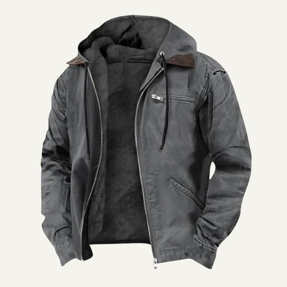Wesley | Men's Hooded Fleece-Lined Jacket, Warm Winter Coat | Animated Apparel