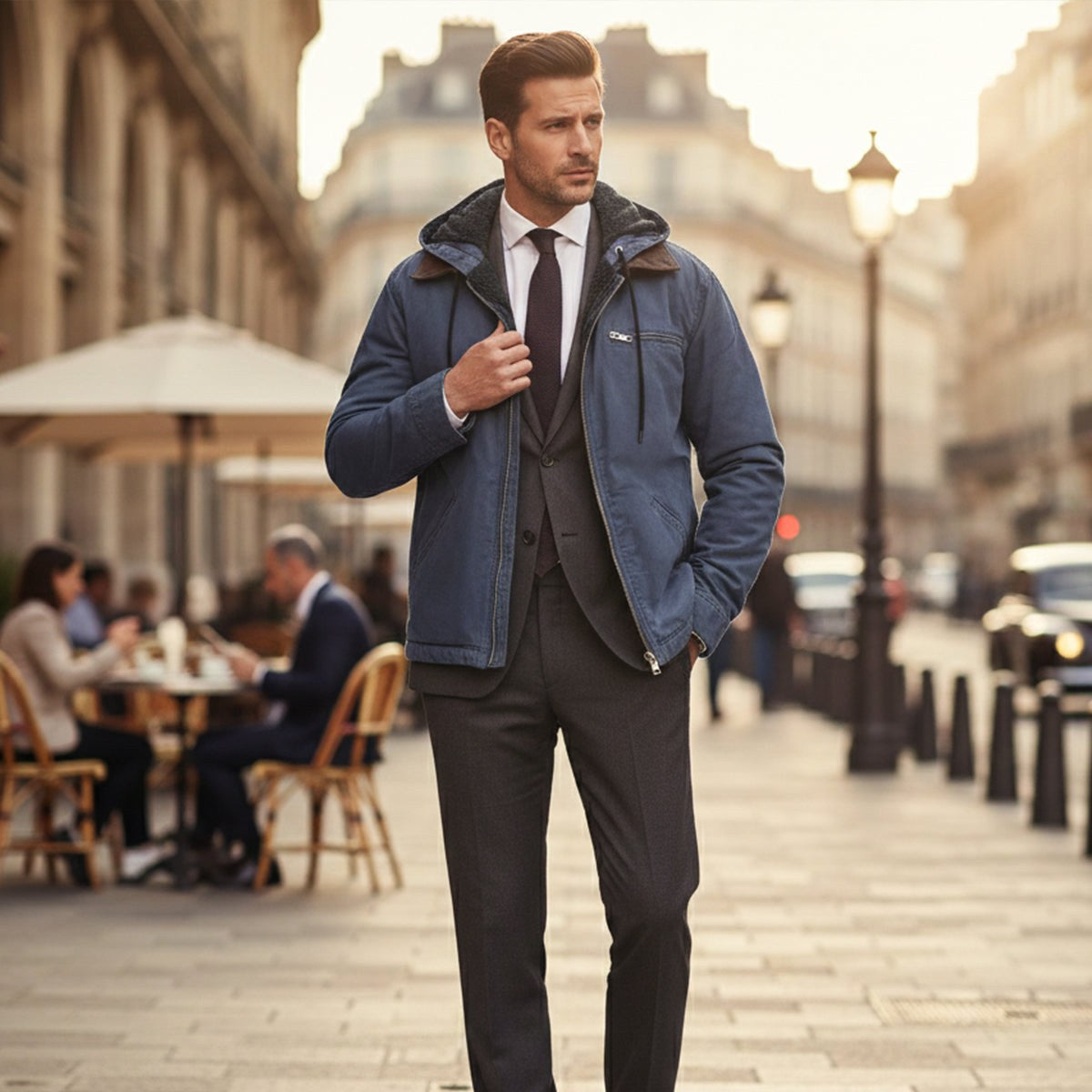Wesley | Men's Hooded Fleece-Lined Jacket, Warm Winter Coat | Animated Apparel