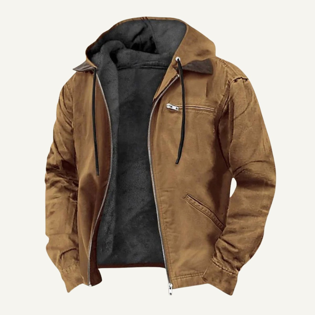 Wesley | Men's Hooded Fleece-Lined Jacket, Warm Winter Coat | Animated Apparel