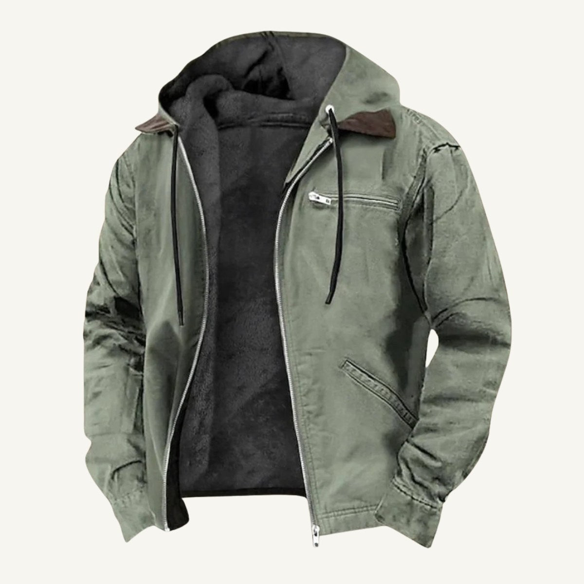 Wesley | Men's Hooded Fleece-Lined Jacket, Warm Winter Coat | Animated Apparel