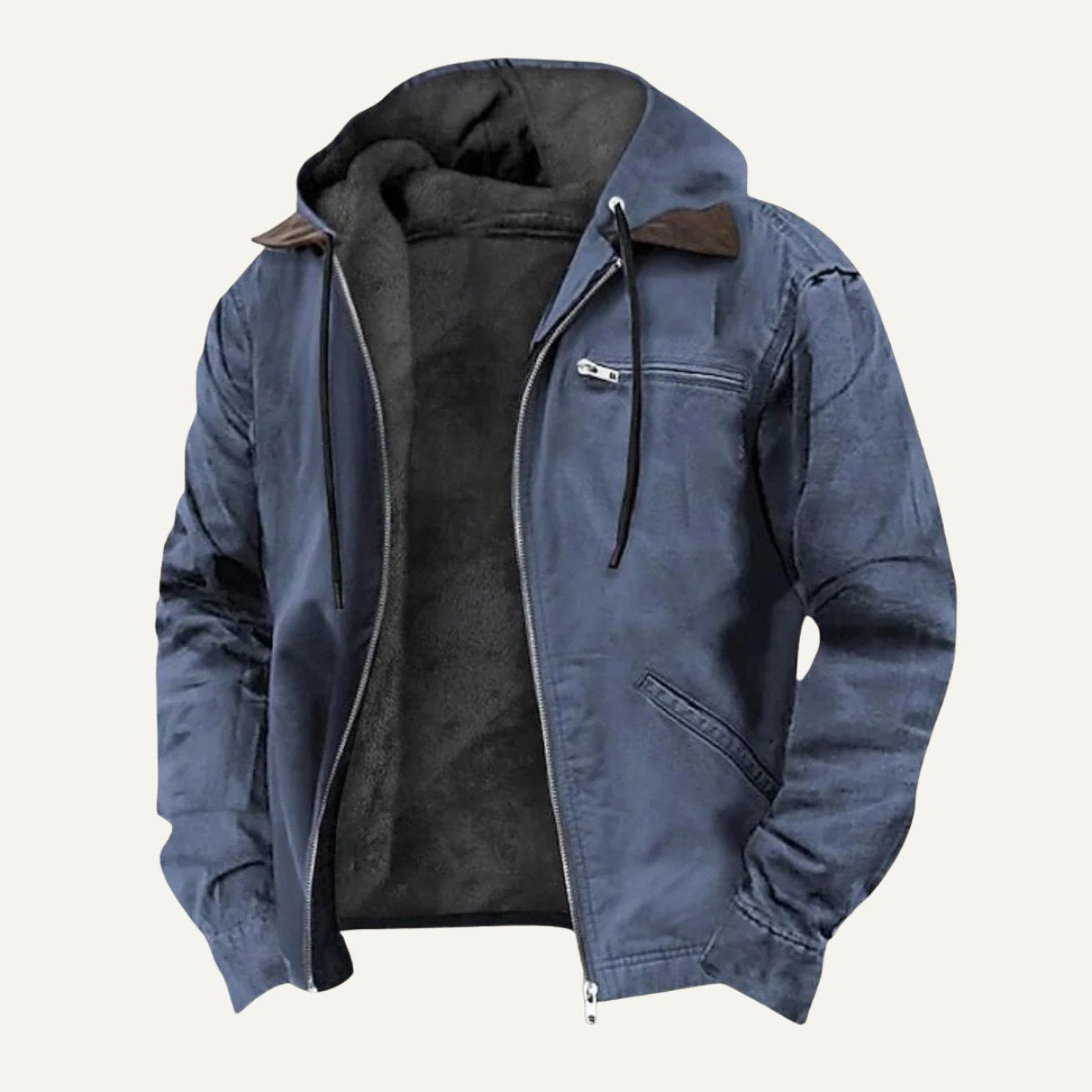 Wesley | Men's Hooded Fleece-Lined Jacket, Warm Winter Coat | Animated Apparel