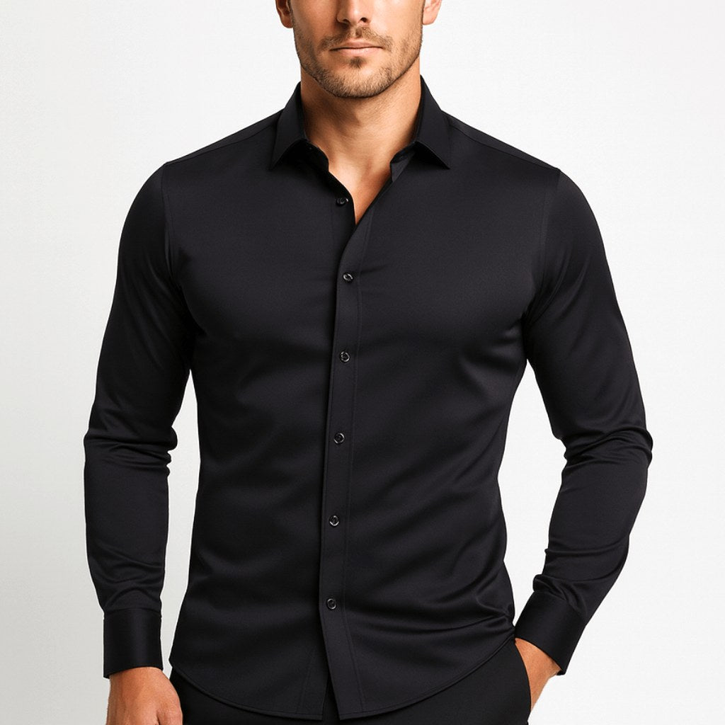 Oliver | Men's Elastic Wrinkle-Resistant Shirt, Long-Sleeve Formal Shirt | Animated Apparel