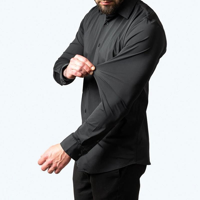 Oliver | Men's Elastic Wrinkle-Resistant Shirt, Long-Sleeve Formal Shirt | Animated Apparel
