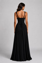 Willow | Women's Sculpted Satin-Feel Maxi Dress, Draped Evening Dress | Animated Apparel