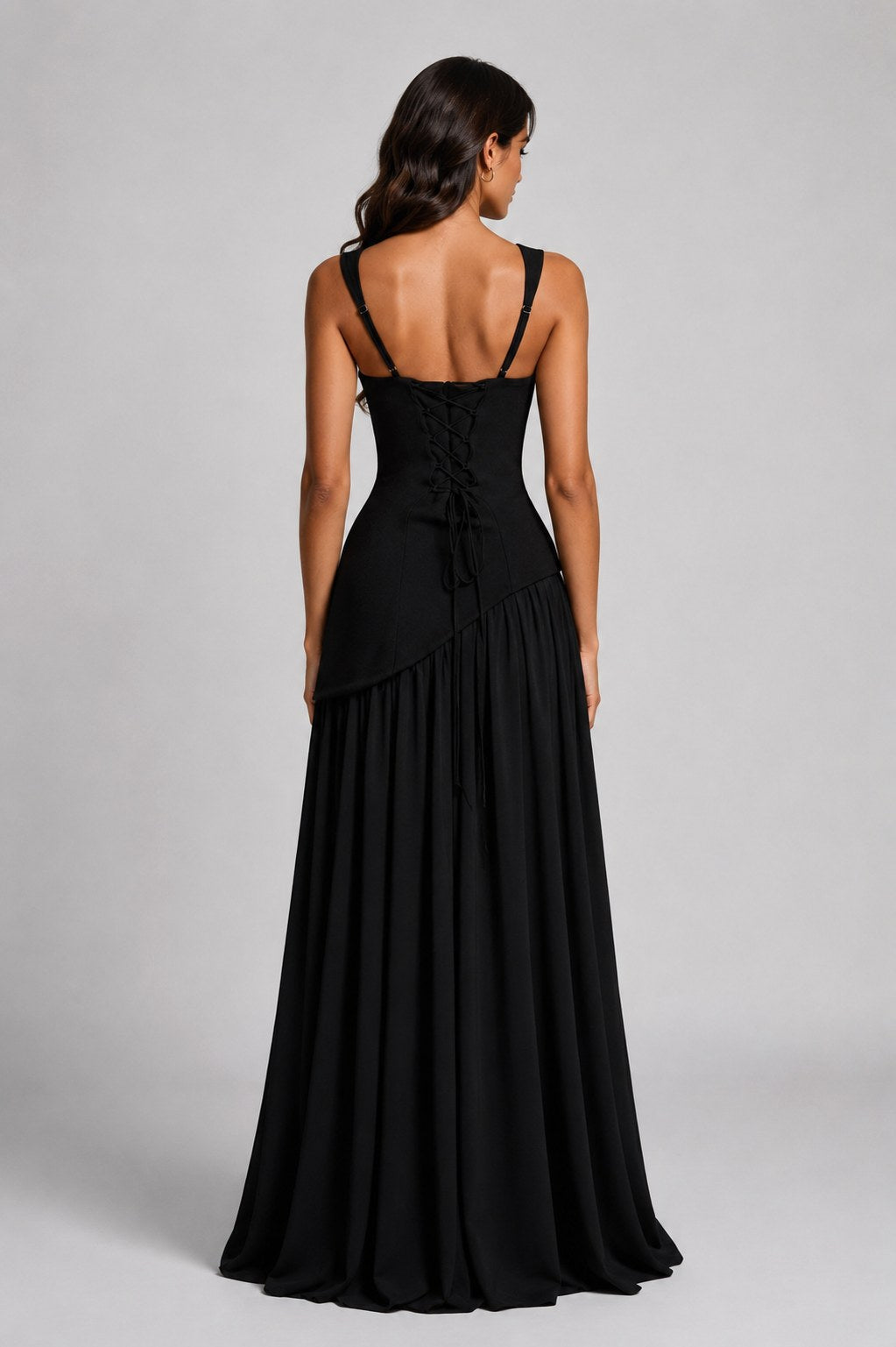 Willow | Women's Sculpted Satin-Feel Maxi Dress, Draped Evening Dress | Animated Apparel