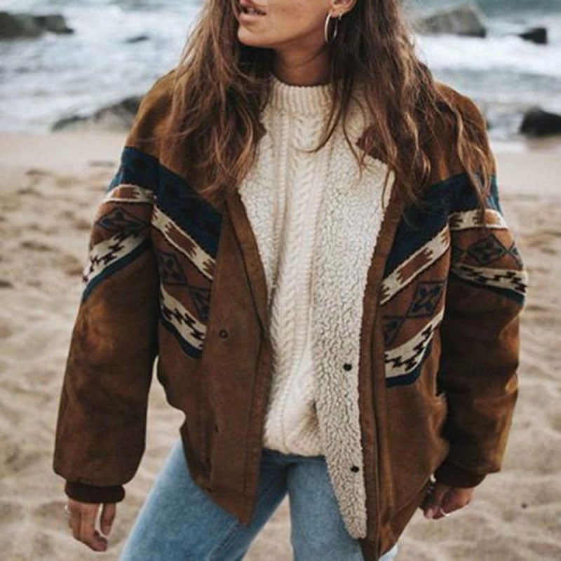 Winifred | Women's Plush Winter Coat, Retro Style Autumn Coat | Animated Apparel | Brown