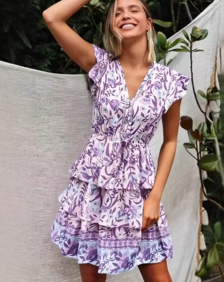 Wren | Women's Boho V-Neck Mini Dress - image 1