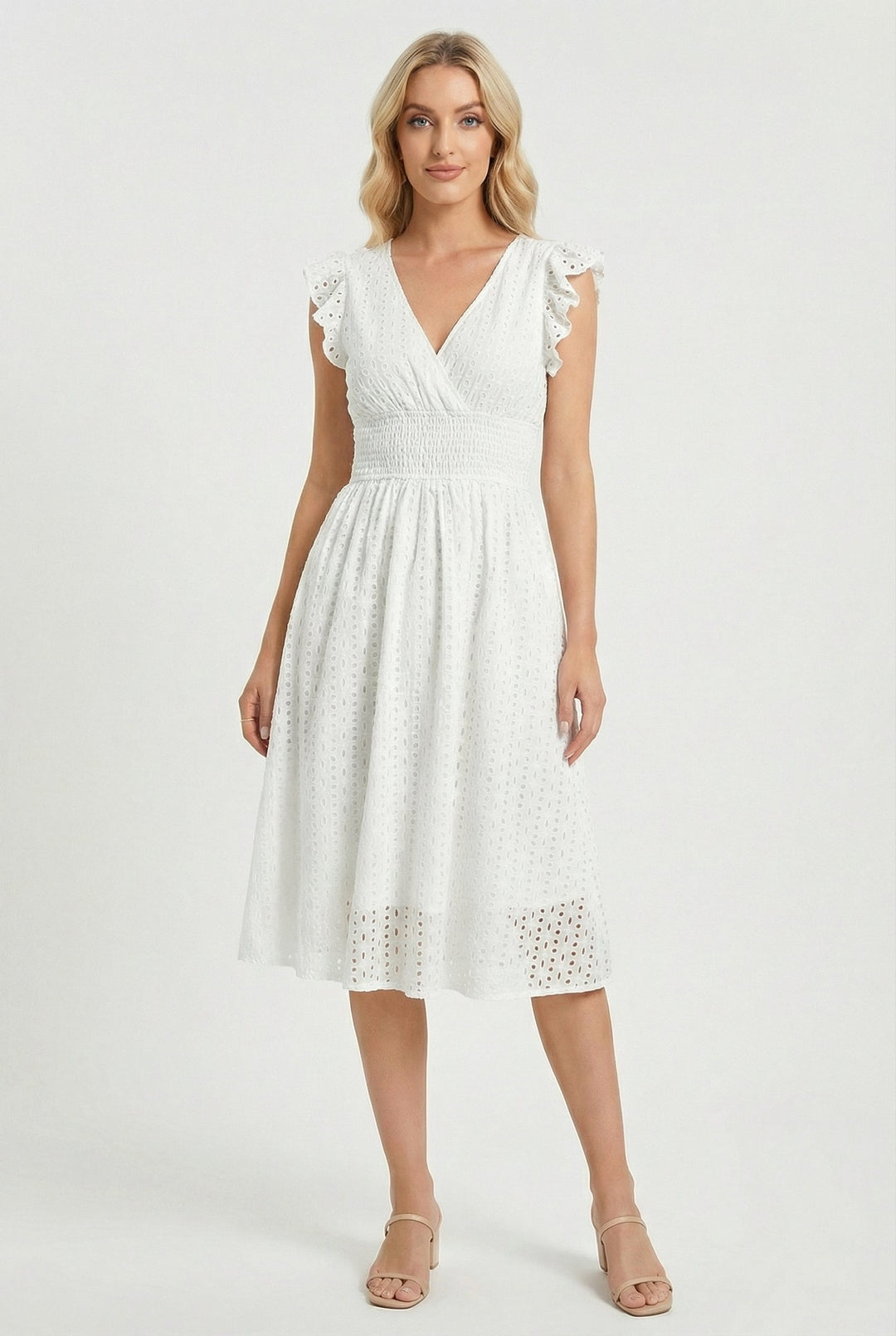 Wren | Women's Eyelet A-Line Dress with Smocked Waist - image 1