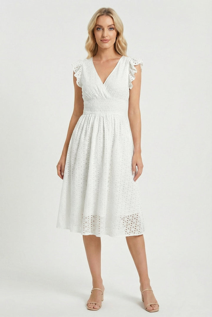 Wren | Women's Eyelet A-Line Dress with Smocked Waist - image 1