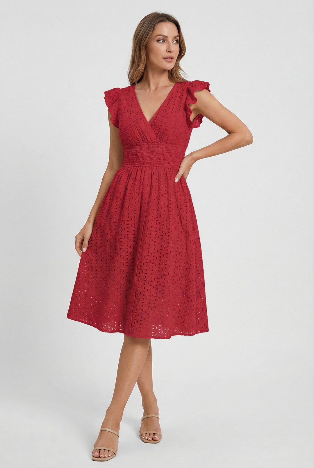 Wren | Women's Eyelet A-Line Dress with Smocked Waist - image 10