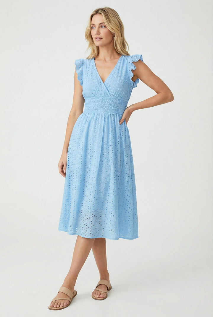 Wren | Women's Eyelet A-Line Dress with Smocked Waist - image 12