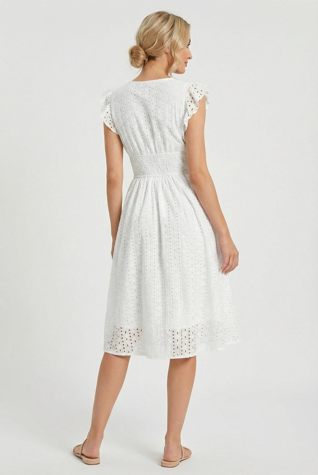 Wren | Women's Eyelet A-Line Dress with Smocked Waist - image 3