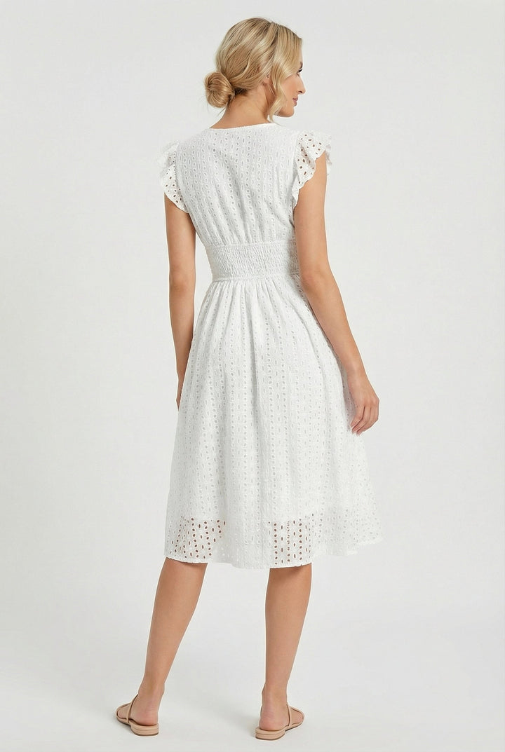 Wren | Women's Eyelet A-Line Dress with Smocked Waist - image 3