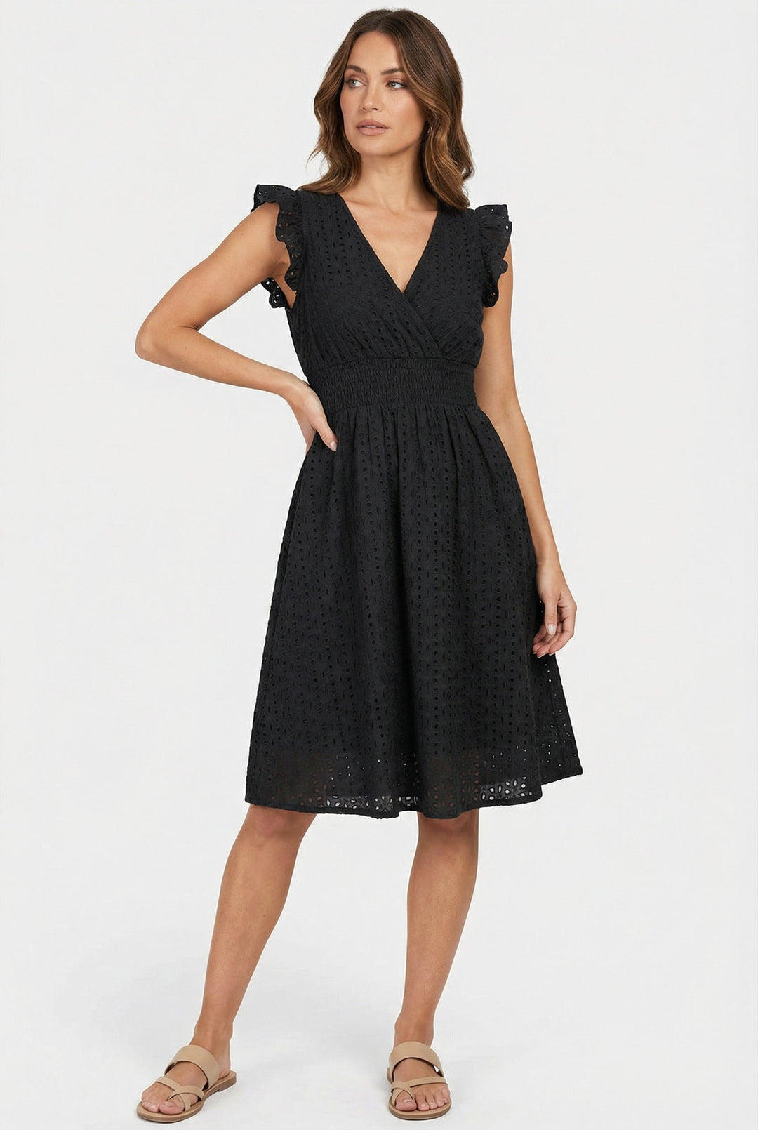 Wren | Women's Eyelet A-Line Dress with Smocked Waist - image 6