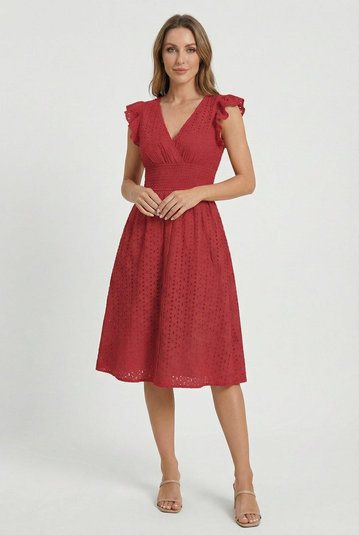 Wren | Women's Eyelet A-Line Dress with Smocked Waist - image 9