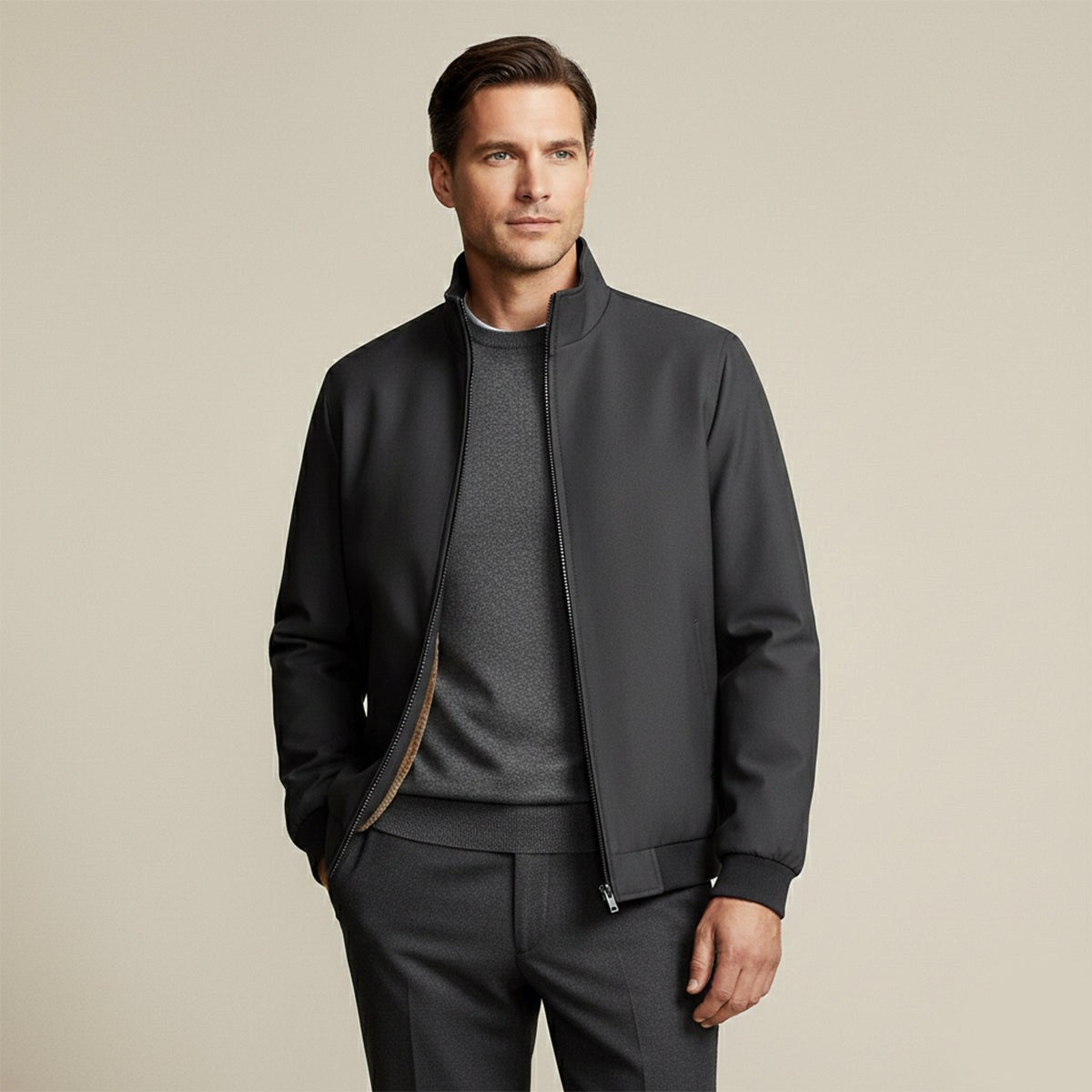 Wyatt | Men's Fleece-Lined Jacket, Relaxed Structured Autumn Jacket | Animated Apparel