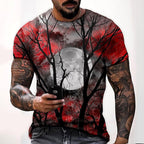 Wyatt | Men's Halloween Moon Graphic Crew Neck T-Shirt, Seasonal Autumn Tee | Animated Apparel | Purple