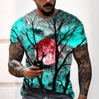 Wyatt | Men's Halloween Moon Graphic Crew Neck T-Shirt, Seasonal Autumn Tee | Animated Apparel