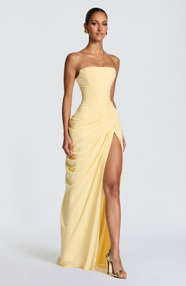 Yvette | Women's Strapless Maxi Dress, Ruched Waist Evening Dress | Animated Apparel