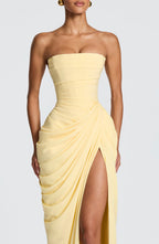 Yvette | Women's Strapless Maxi Dress, Ruched Waist Evening Dress | Animated Apparel