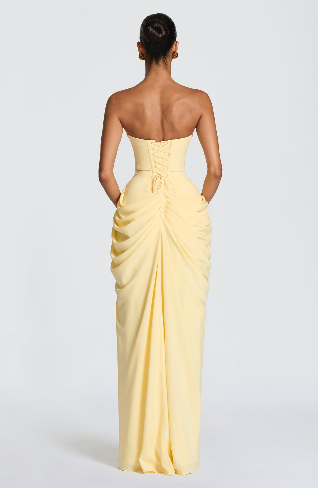 Yvette | Women's Strapless Maxi Dress, Ruched Waist Evening Dress | Animated Apparel