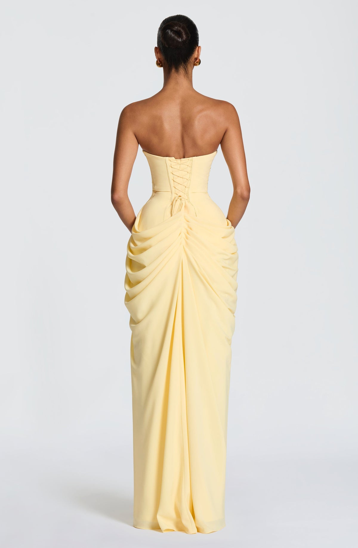 Yvette | Women's Strapless Maxi Dress, Ruched Waist Evening Dress | Animated Apparel