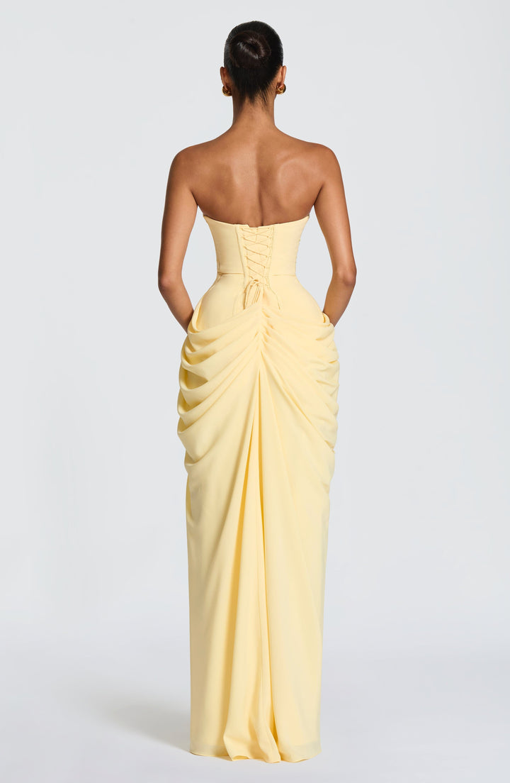 Yvette | Women's Strapless Maxi Dress, Ruched Waist Evening Dress | Animated Apparel