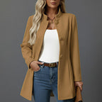 Yvonne | Women's Button-Down A-Line Coat, Stand Collar Autumn Coat | Animated Apparel