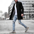 Zachary | Men's Slim-Fit Topcoat, Single-Breasted Tailored Coat | Animated Apparel | Black