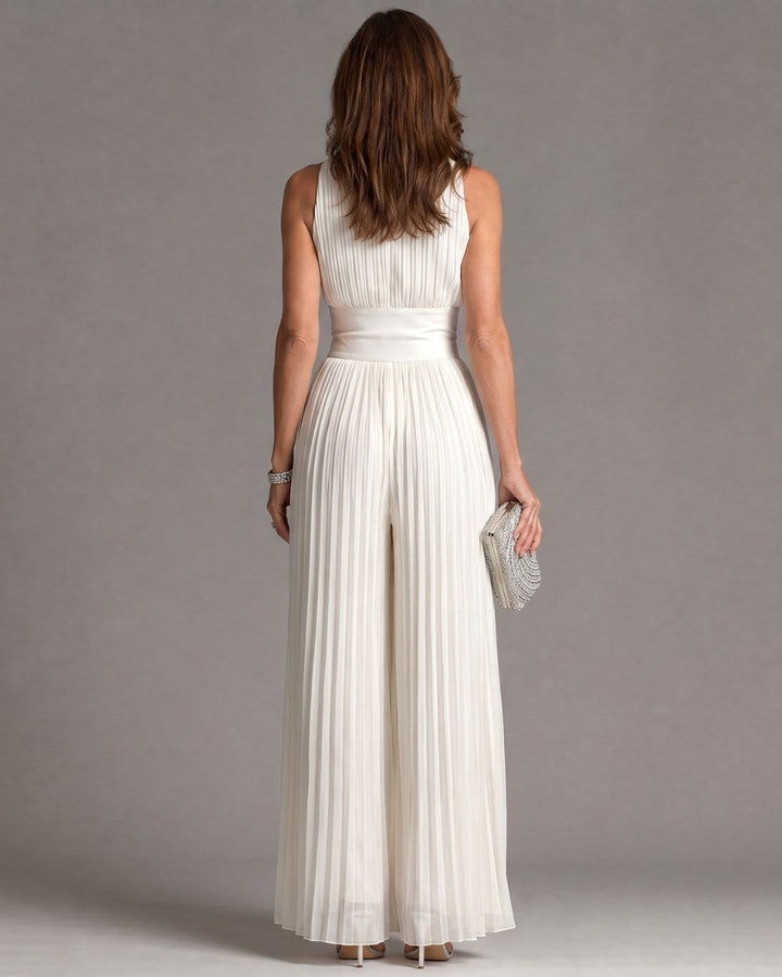 Zakira | Women's Pleated Halter Neck Wide Leg Jumpsuit - image 4
